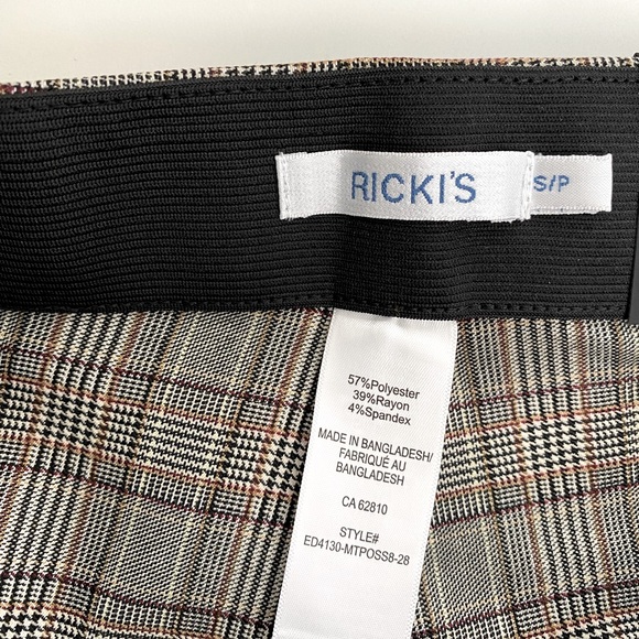 Ricki’s Plaid Pants Women’s Small Brown Slim Fit Work Pants High Rise Office Car - Picture 13 of 15